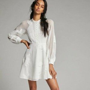 Anthropologie Sabine Embroidered Mini Dress NWT L $178 White Fit & Flare HTF
